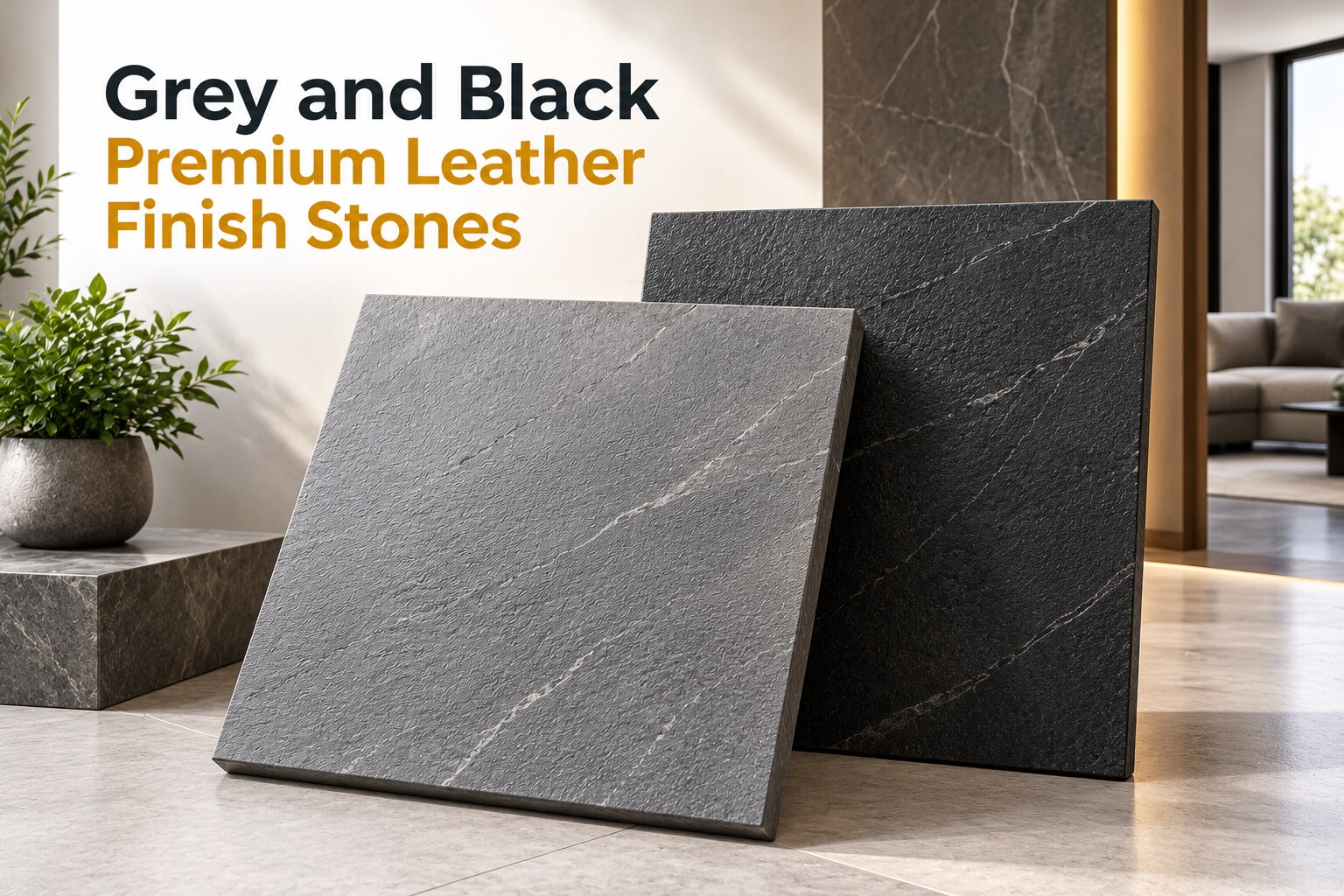 Grey and Black Premium Leather Finish Stones for Telangana Properties