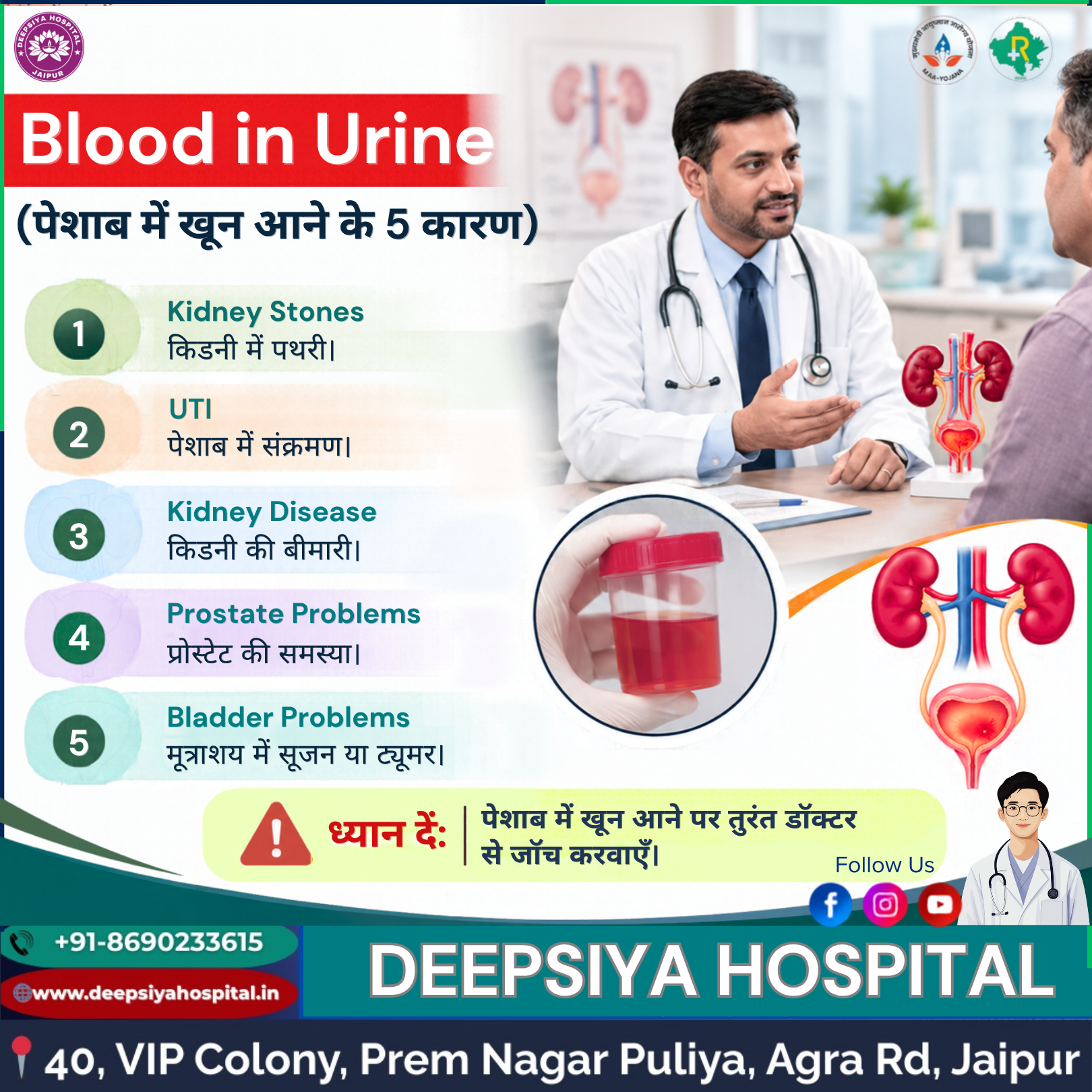 Deepsiya Hospital Agra Road Jaipur – 5 Causes of Blood in Urine (Hematuria)