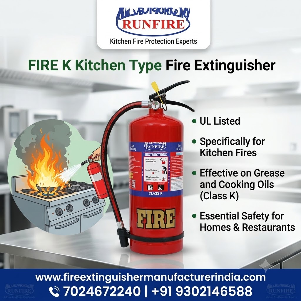 K-Type Kitchen Fire Extinguisher Supplier in Indore, Madhya Pradesh – Runfire & Security Systems Rel...