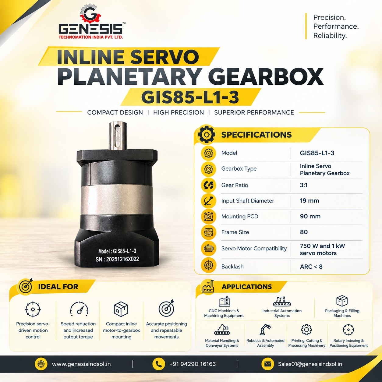GIS85-L1-3 | INLINE SERVO PLANETARY GEARBOX