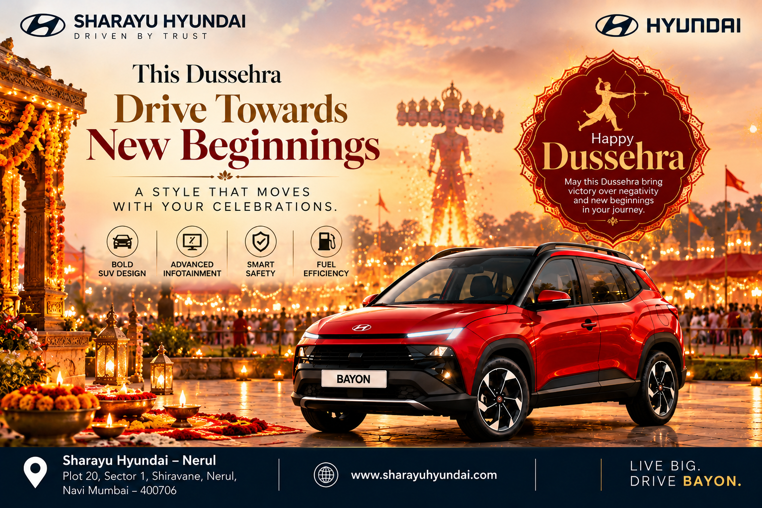 Writing This Dussehra, Drive Towards New Beginnings with Hyundai BAYON | Sharayu Hyundai Nerul