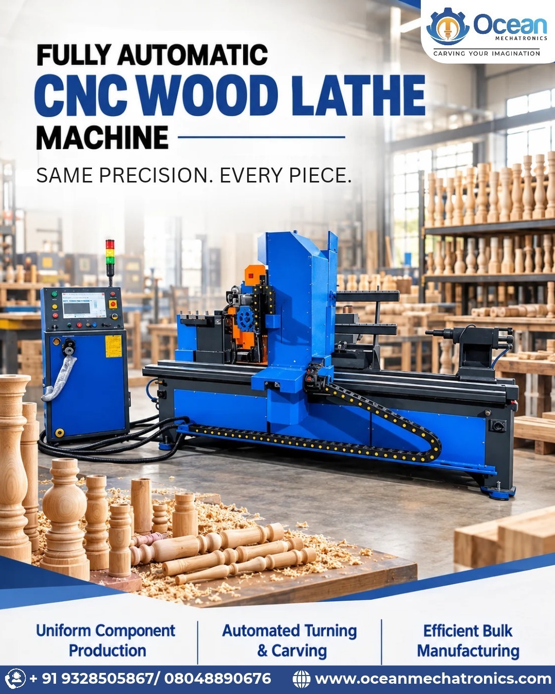 Fully Automatic CNC Wood Lathe Machine Improve Precision and Production Efficiency