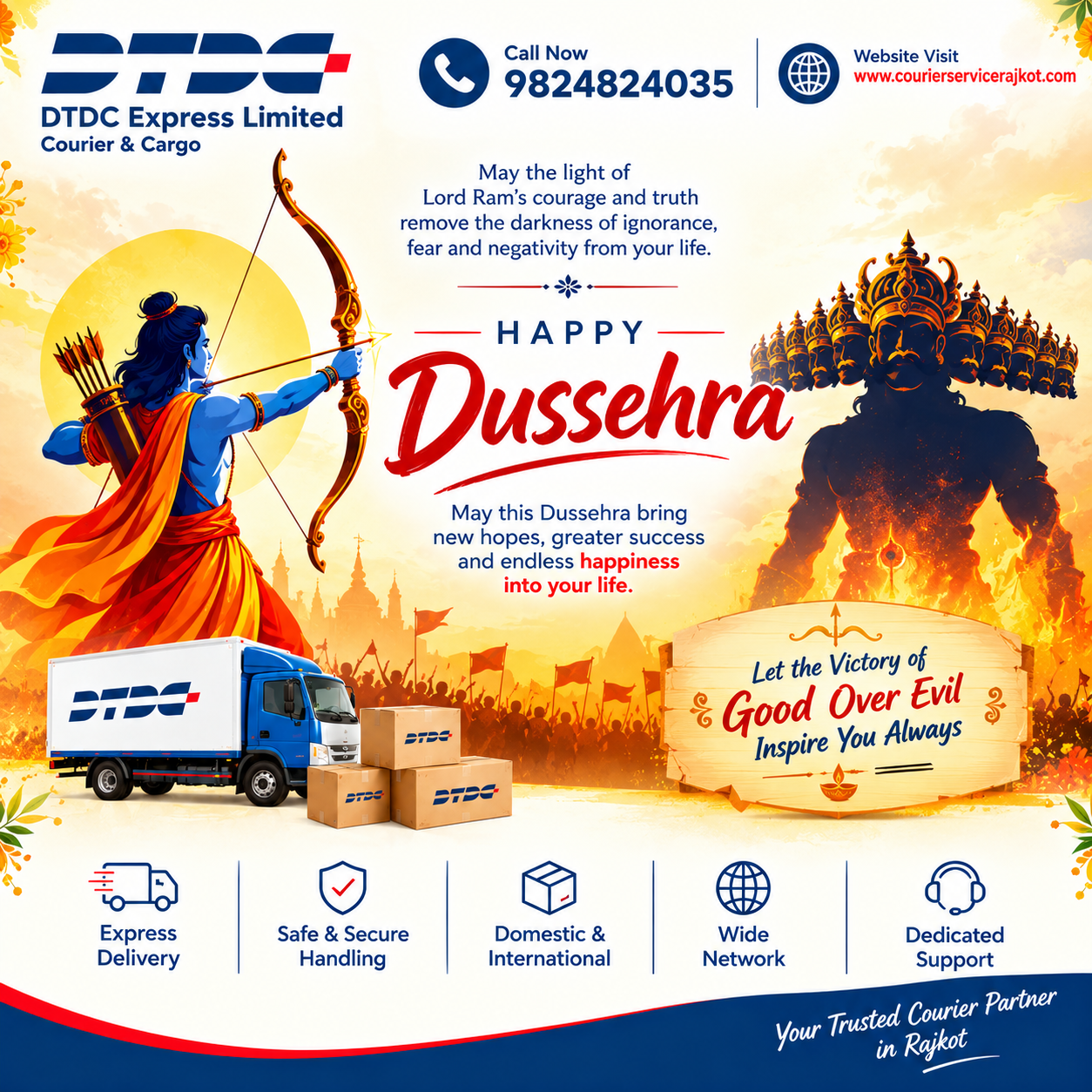 Happy Dussehra from DTDC Express Limited – Courier & Cargo, Rajkot!