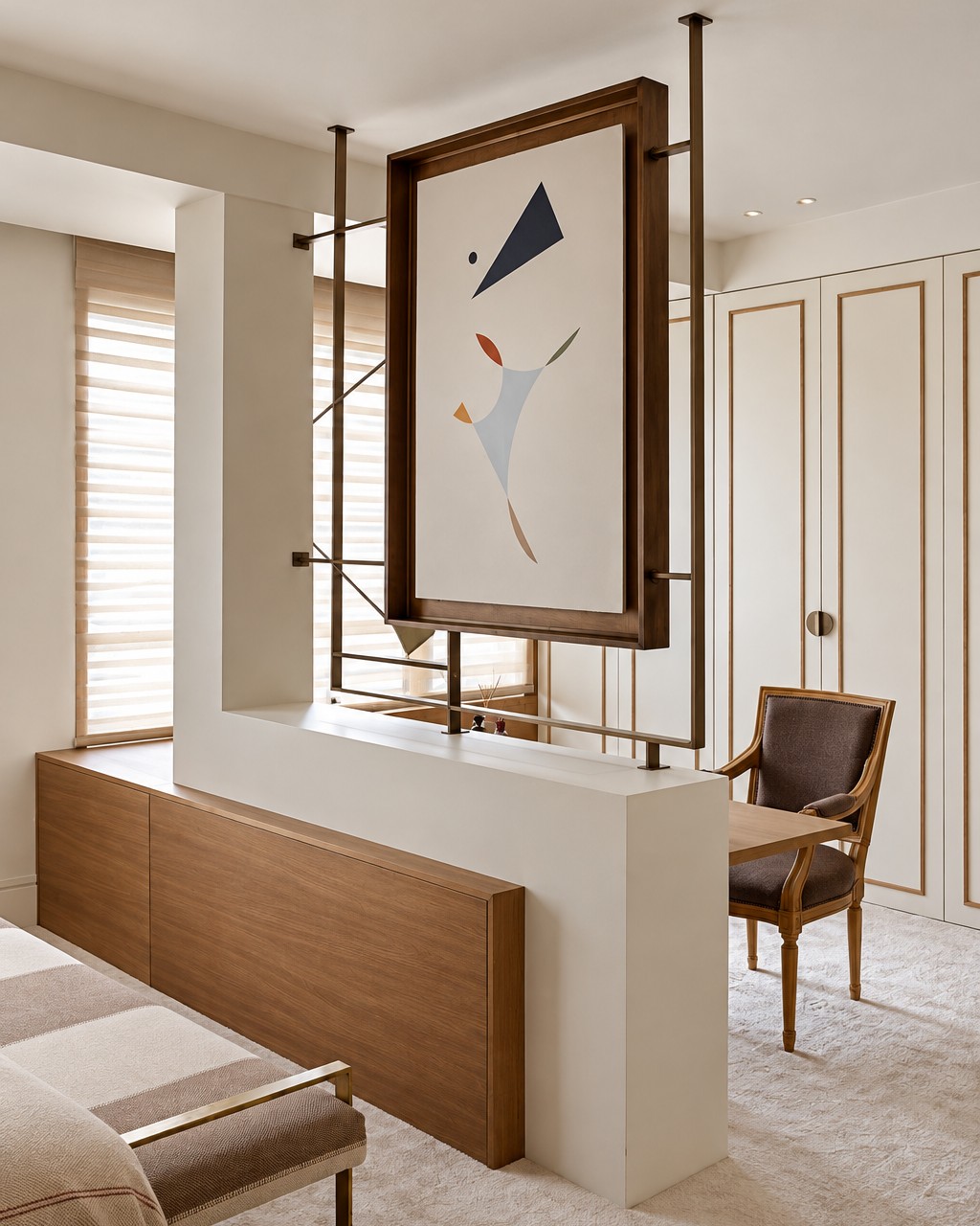 Suspended Wooden Frame Partition Design for Elegant Homes | Sholinganallur