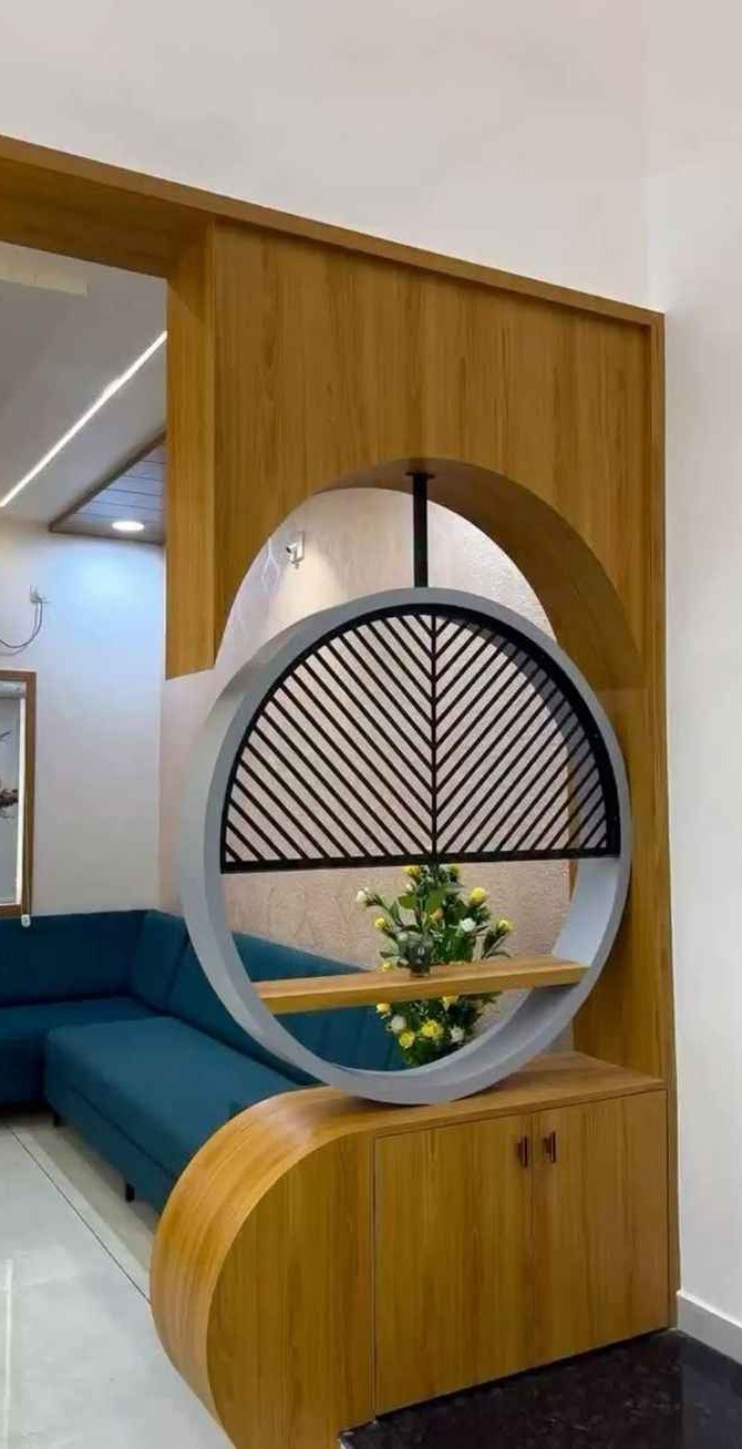 Circular Wooden Partition Design for Elegant Homes | Tambaram