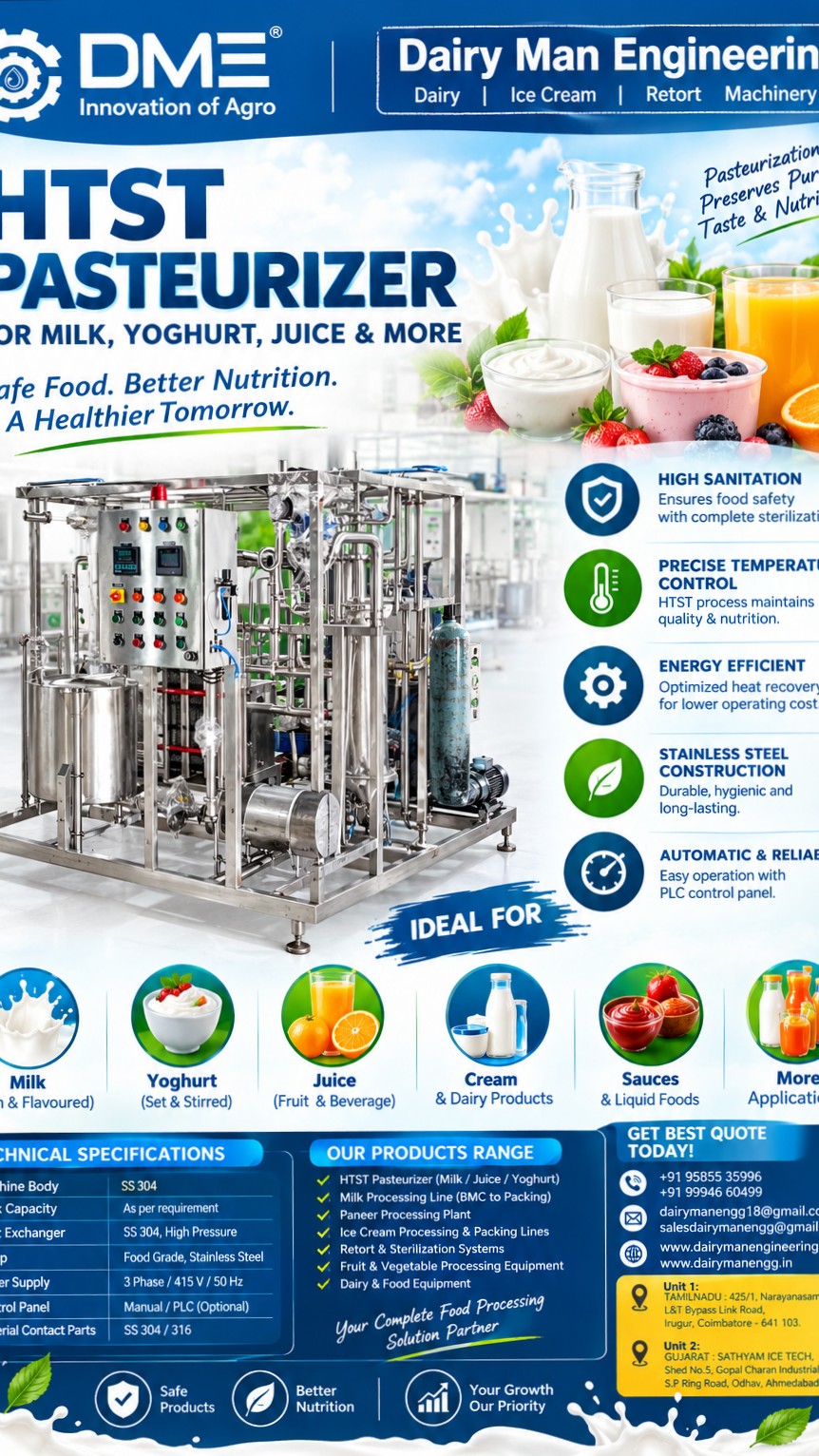 Milk process plant manufacturer in Coimbatore