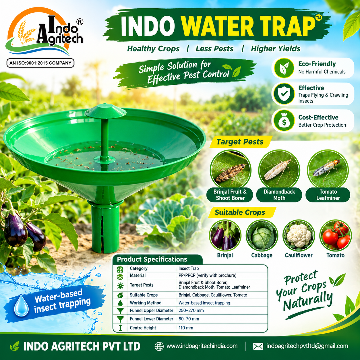 INDO WATER TRAP™ – Smart Pest Monitoring for Vegetable Crops 🌱