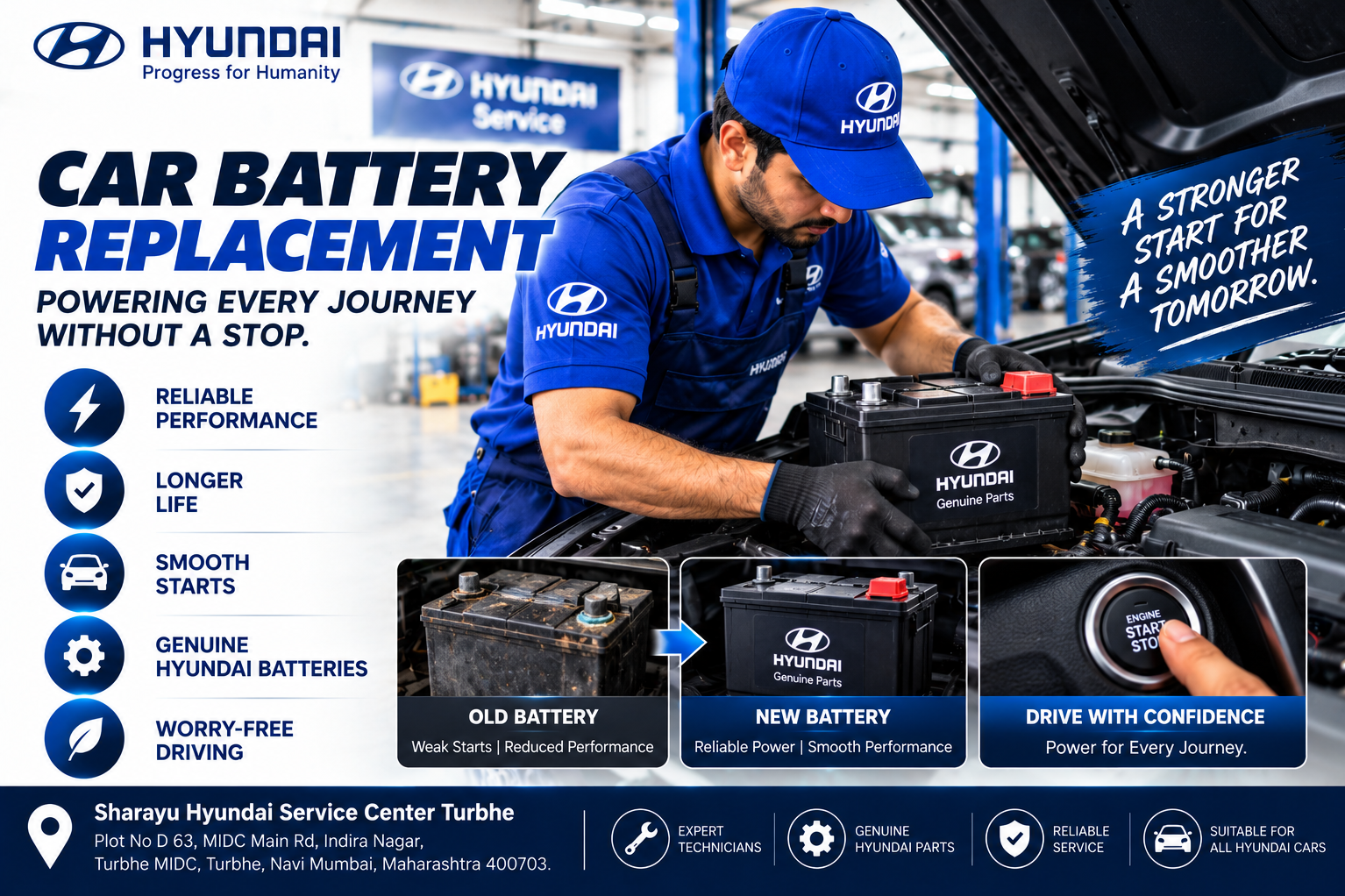 Car Battery Replacement at Sharayu Hyundai Turbhe – A Stronger Start for Every Journey