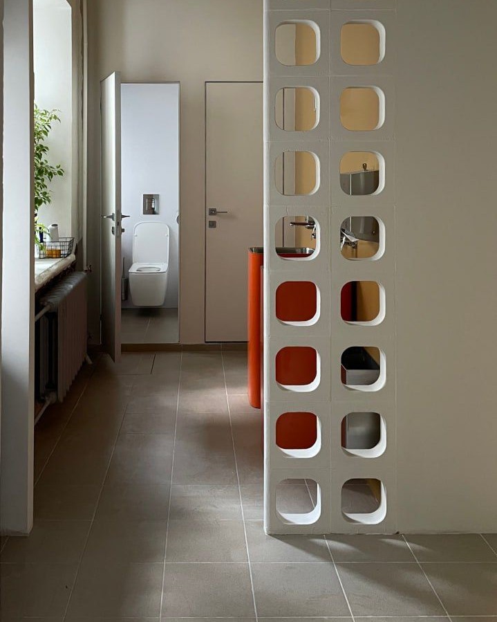 White Geometric Partition Design for Contemporary Homes | Adyar