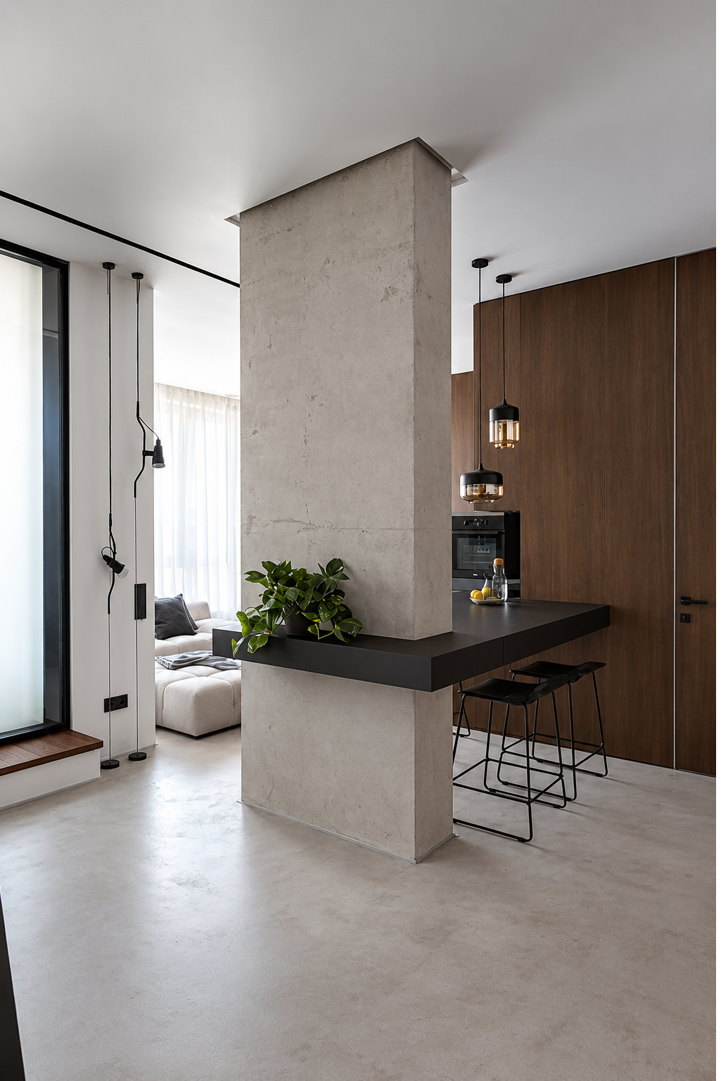 Concrete Kitchen Island Partition Design | Porur