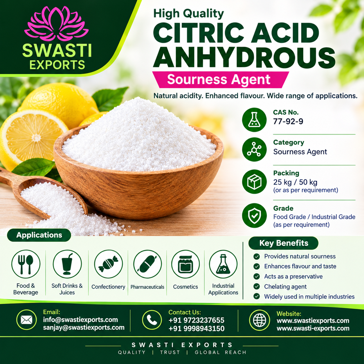 Citric Acid Anhydrous Supplier