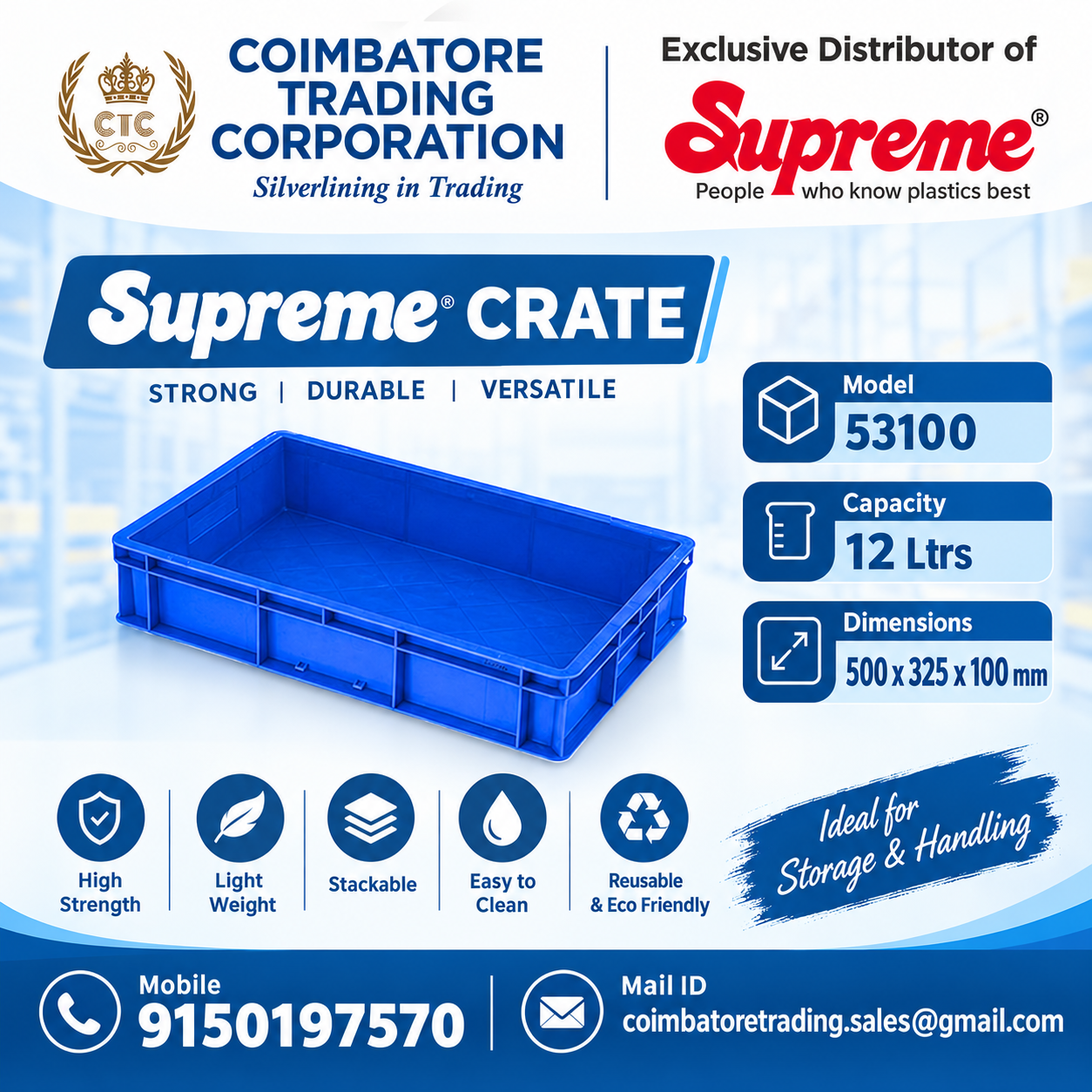 Supreme Plastic Crates Distributor in Karur