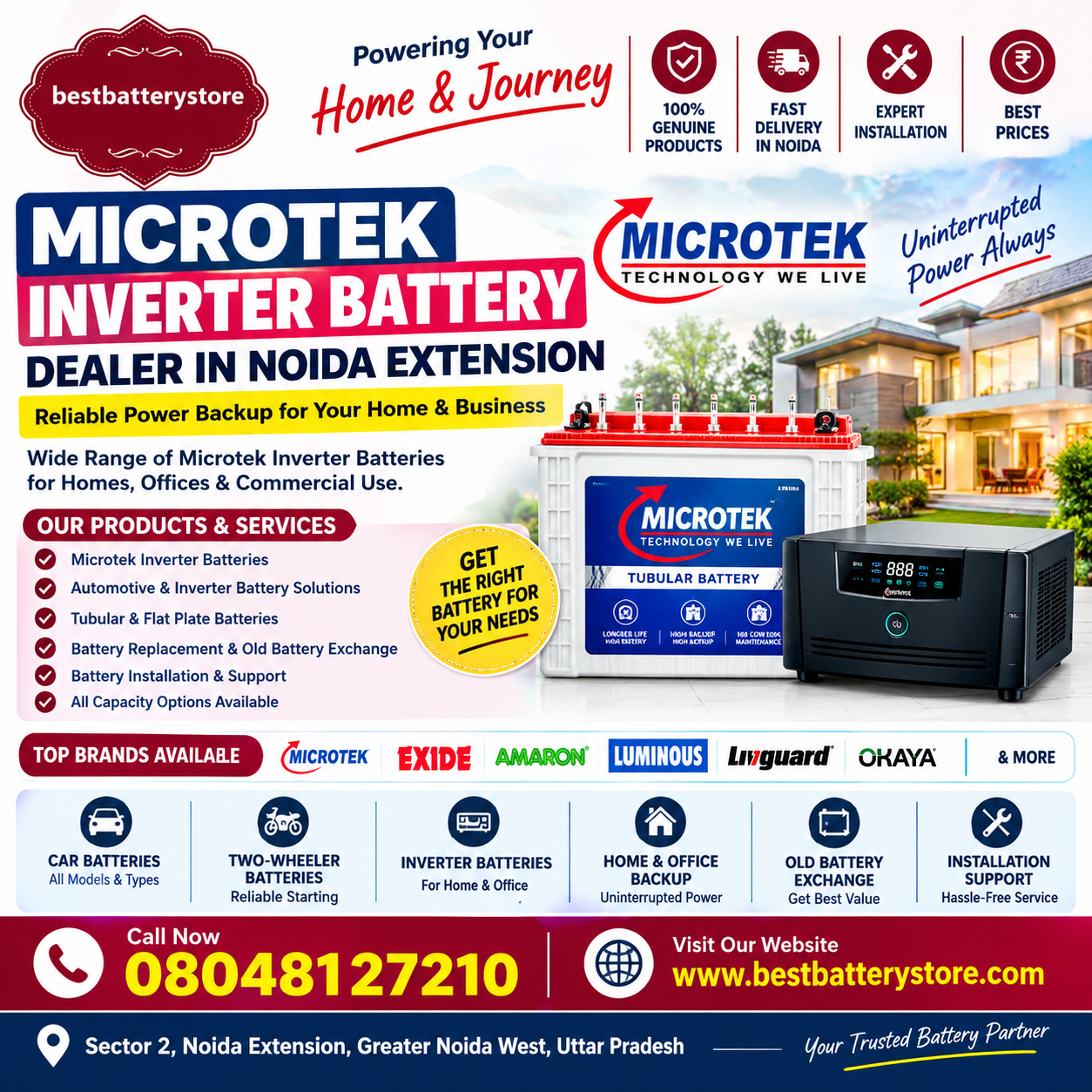 Microtek Inverter Battery Dealer Noida Extension | Best Battery Store