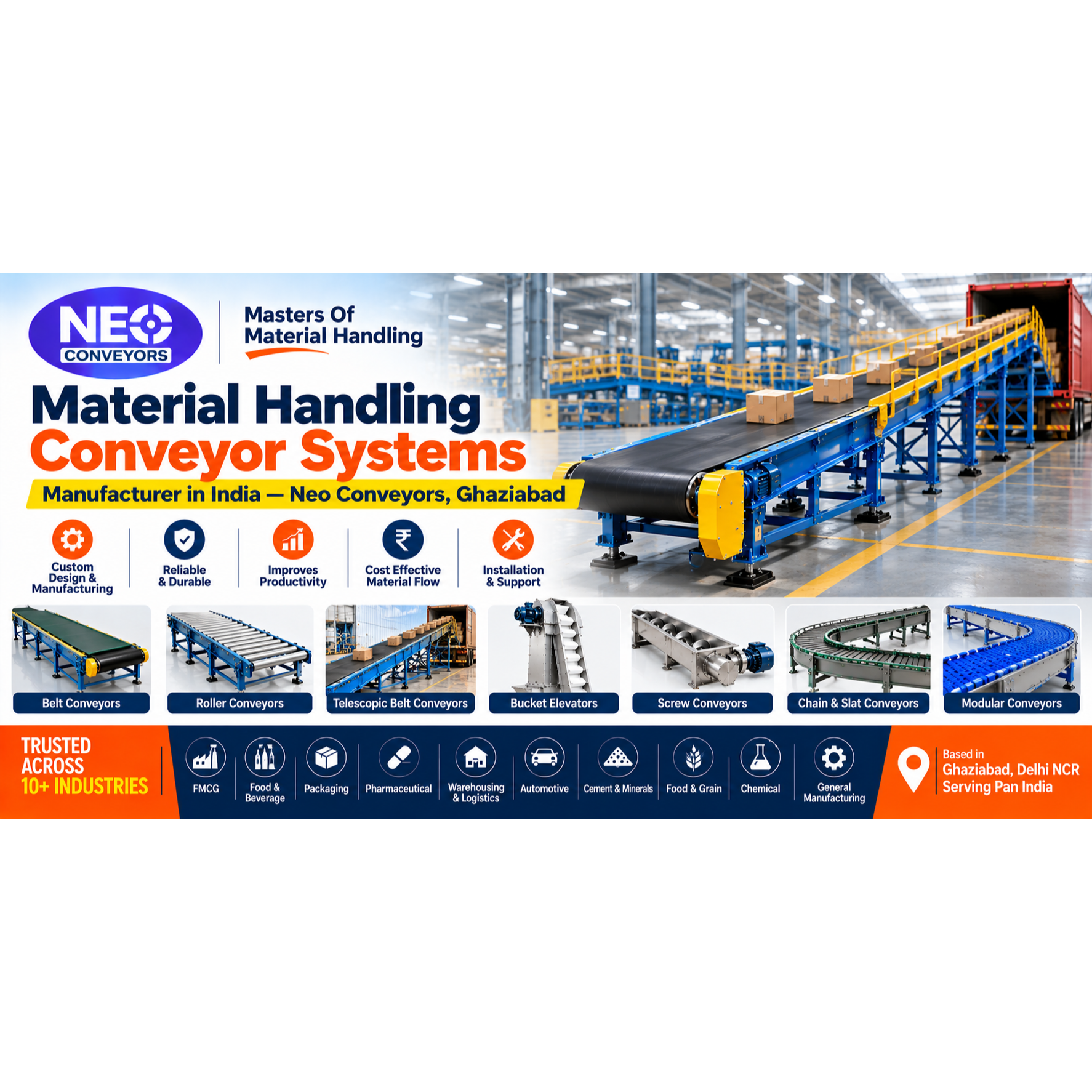 Material Handling Conveyor Systems Manufacturer in India — Neo Conveyors, Ghaziabad