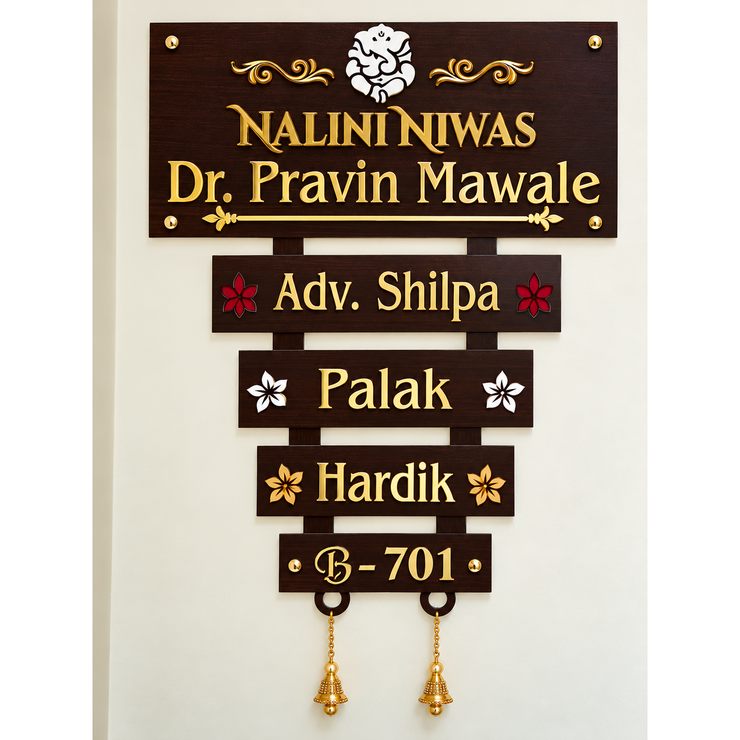 Acrylic Wooden Effect Door name Plate in Nashik