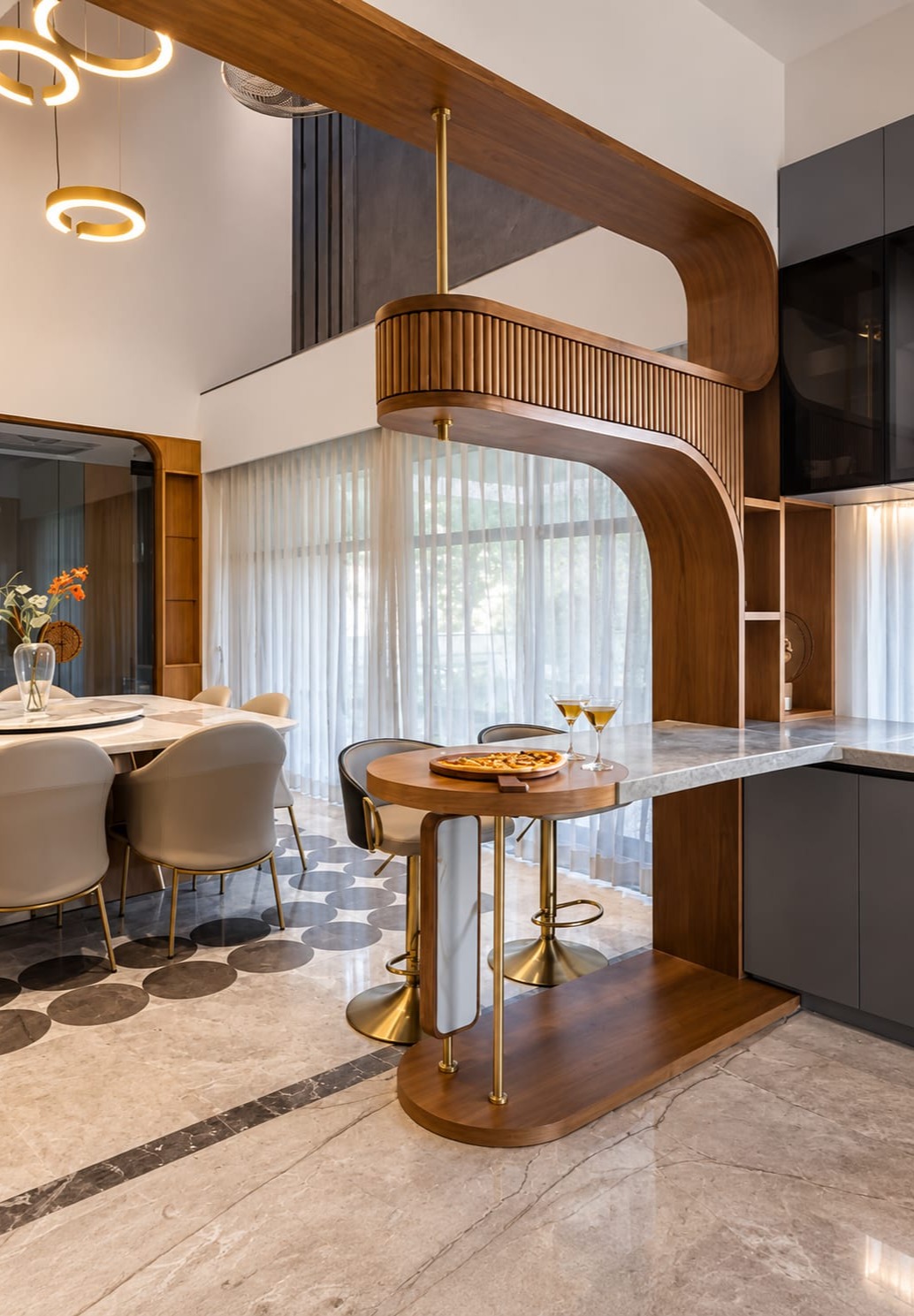 Curved Kitchen Breakfast Counter Design | Anna Nagar