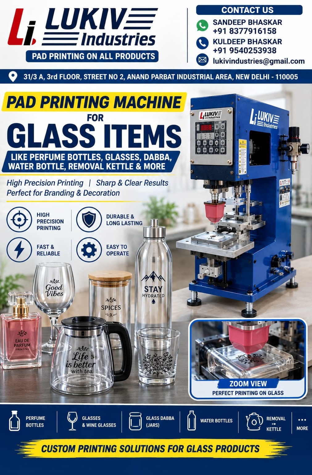 Pad Printing Machine for Glass Items in Inderlok,