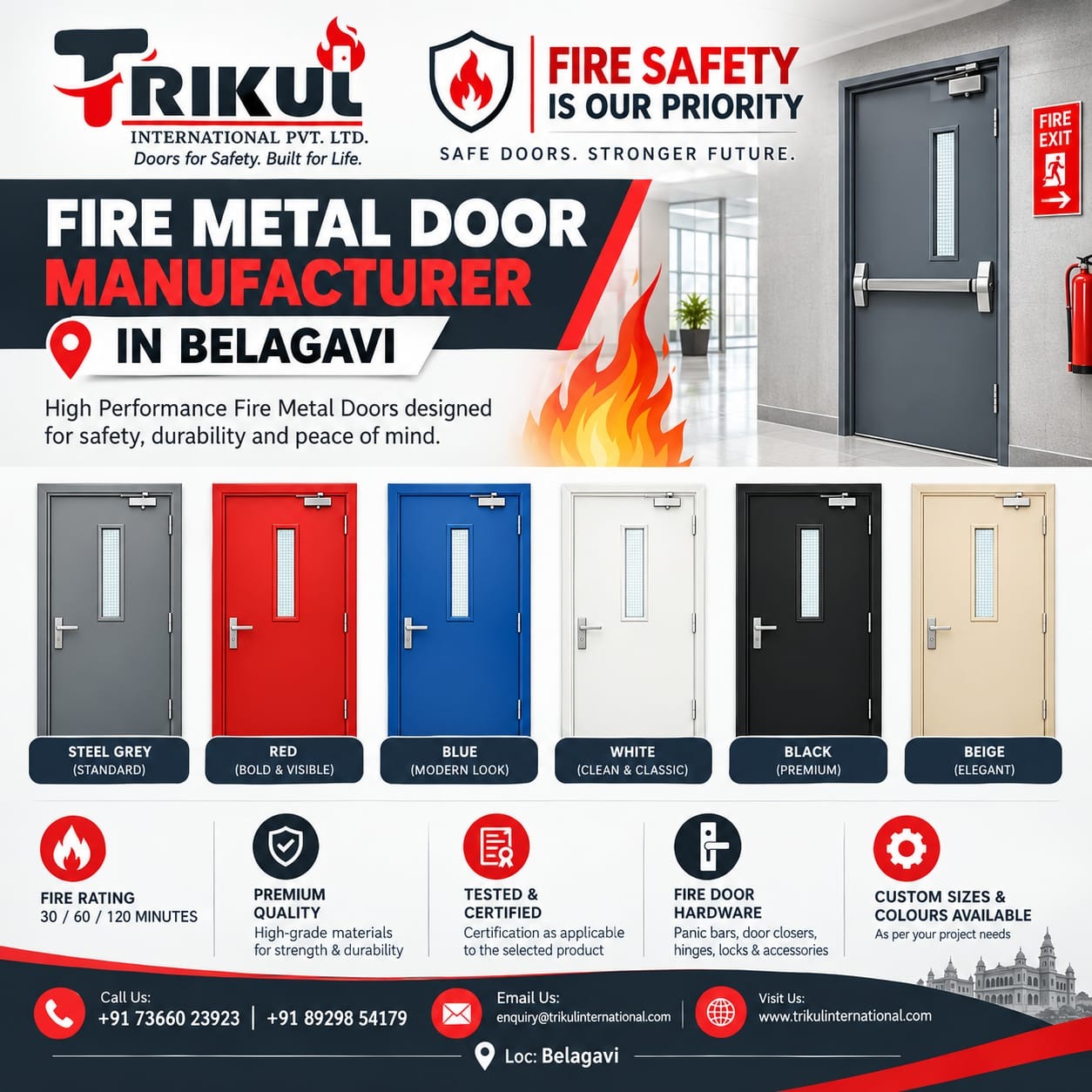 Fire Metal Door Manufacturer in Belagavi – Trikul International Pvt. Ltd.