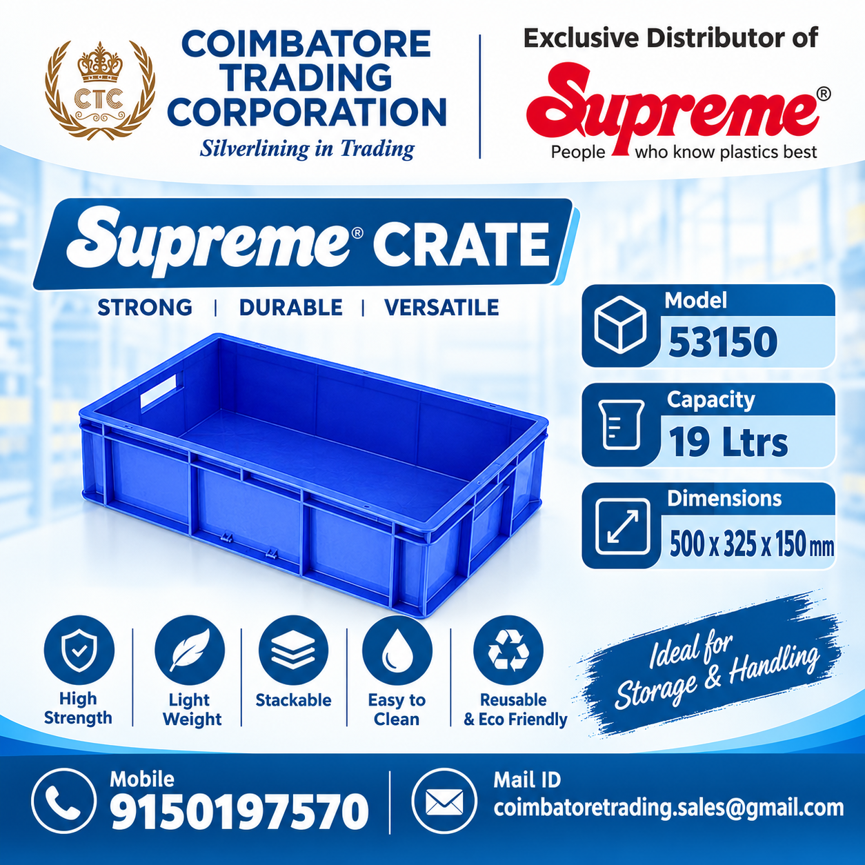 Supreme Plastic Crates Distributor in Dharapuram