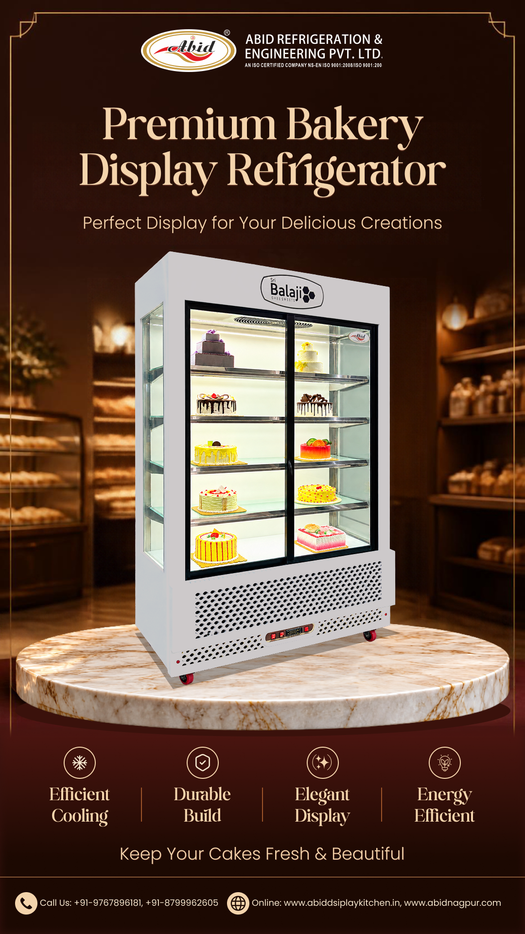 Premium Bakery Display Refrigerator for Modern Bakeries