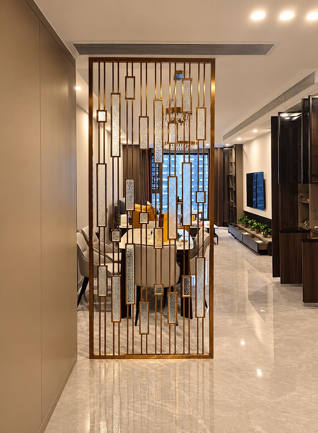 Decorative Partition Design with Gold Finish | Adyar