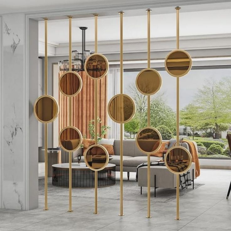 Luxury Decorative Partition Design with Golden Circular Accents | Chengalpattu