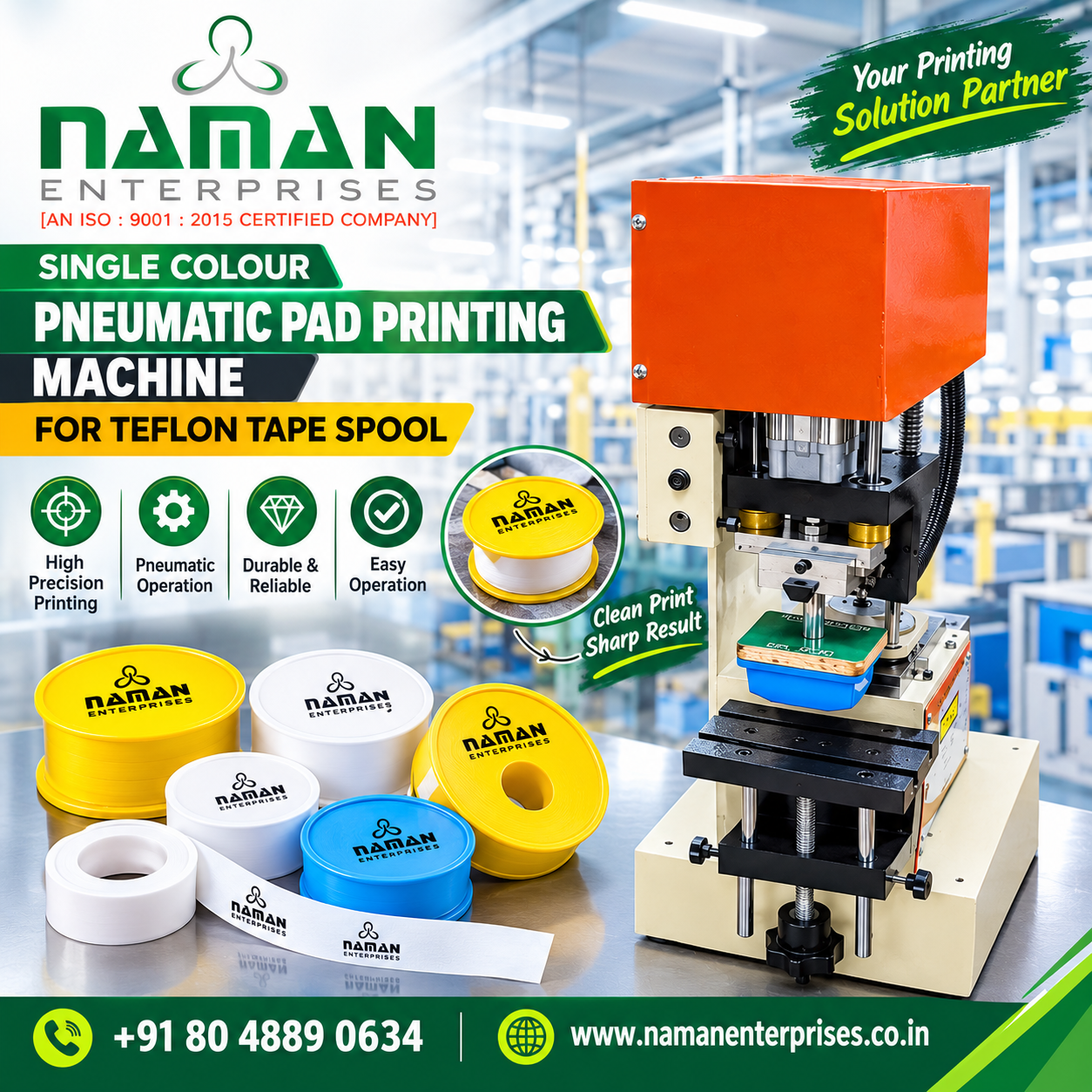 Single Colour Pneumatic Pad Printing Machine for Teflon Tape Spool