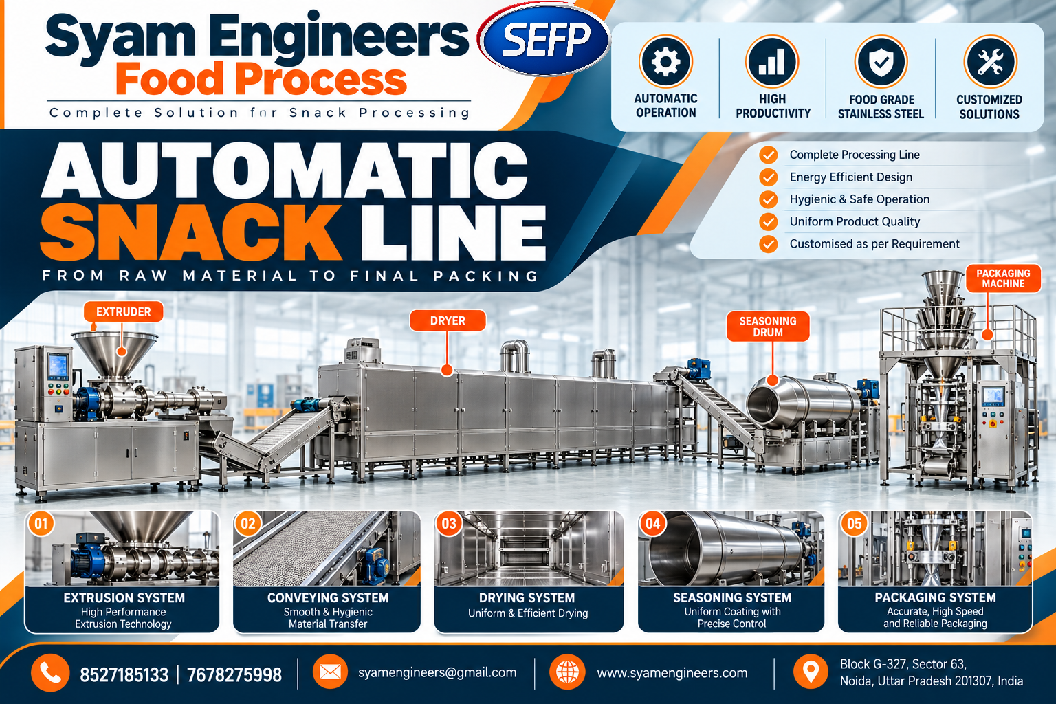 Industrial snack processing line