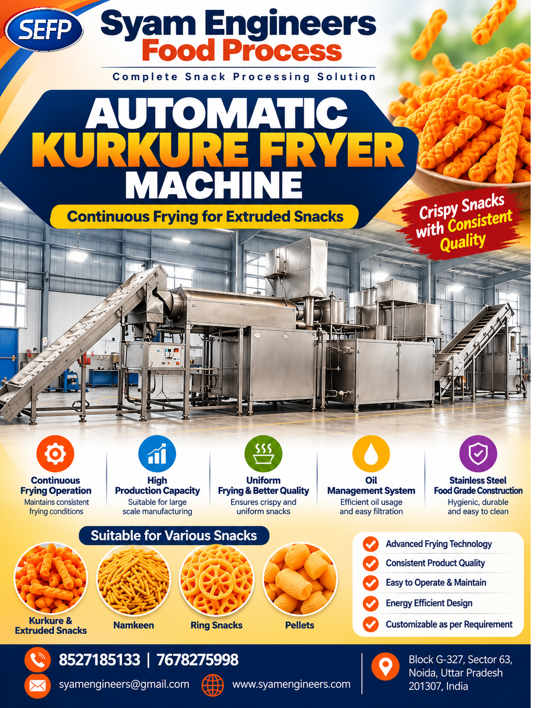 Kurkure Fryer Machine Supplier In Delhi NCR