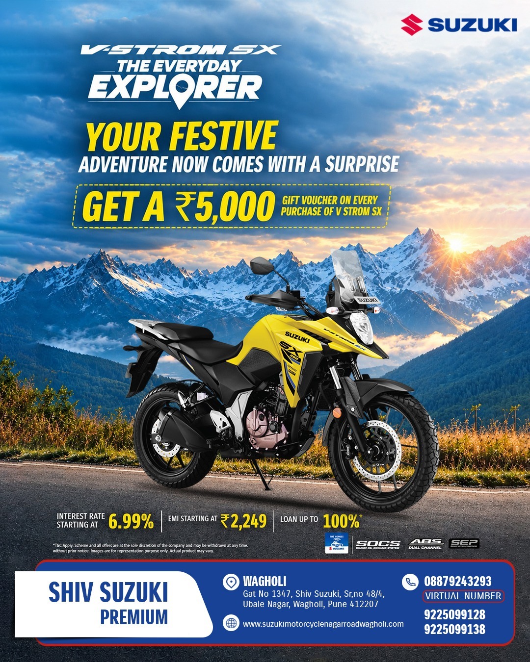 Discover the Suzuki V-Strom SX at Shiv Suzuki Wagholi, Pune
