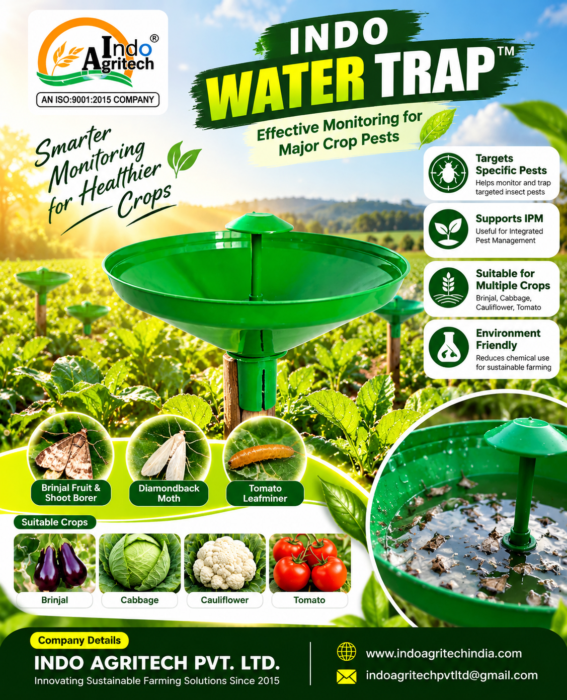 INDO WATER TRAP™ – Smart Pest Monitoring for Vegetable Crops 🌱