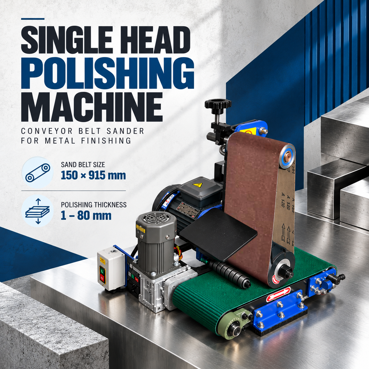 Single Head Polishing Machine | Conveyor Belt Sander