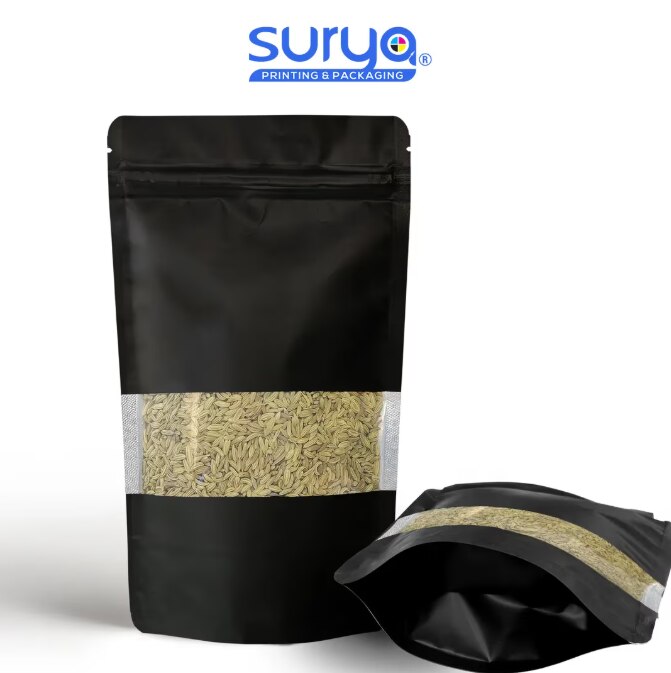 Black Matte Pouches Compared with Window Pouches from Coimbatore Manufacturers