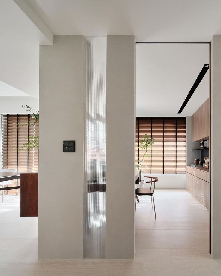 Minimalist Interior Partition Design with Fluted Glass | Adyar