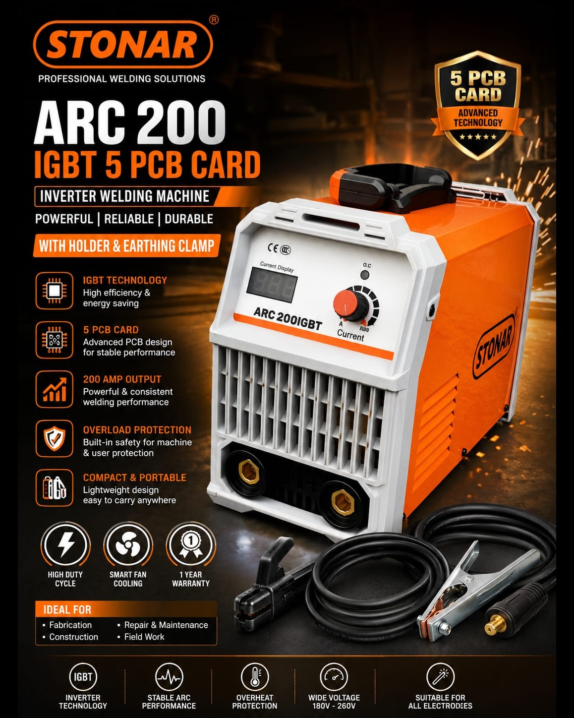 ARC 200 IGBT 5 PCB CARD WELDING MACHINE