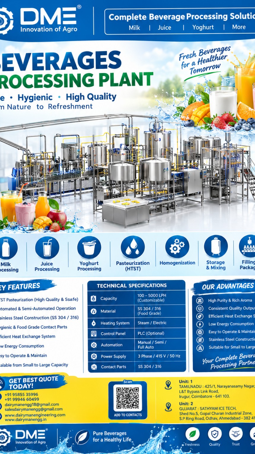 Ice cream plant manufacturer in Coimbatore