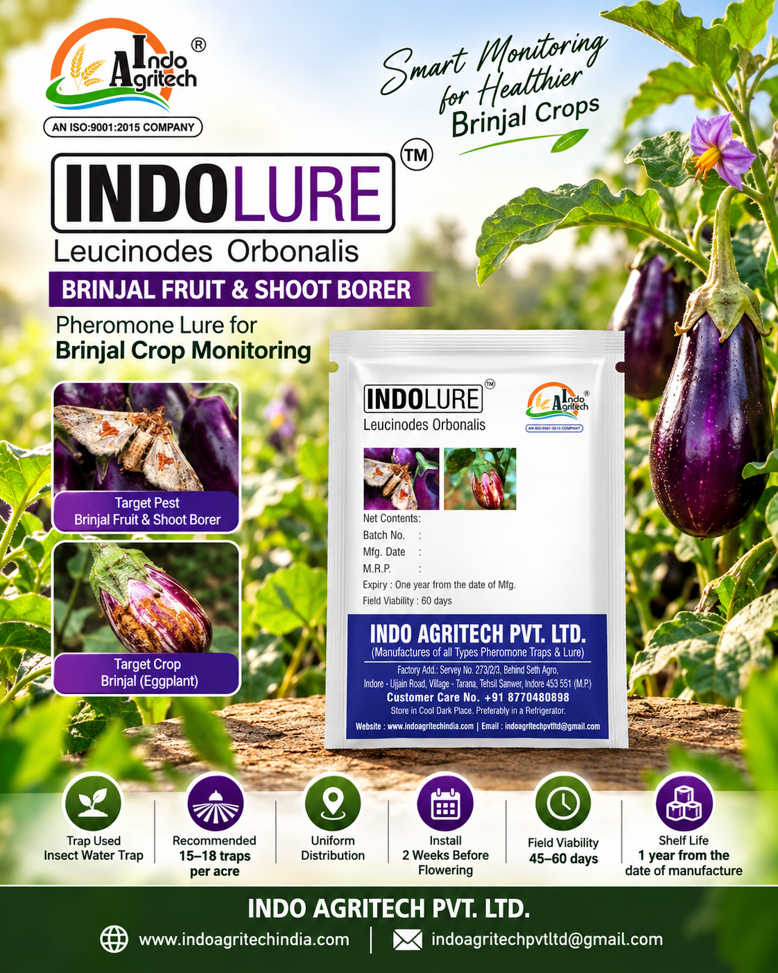 INDO LURE™ – Brinjal Fruit & Shoot Borer Pheromone Lure Manufacturer in India