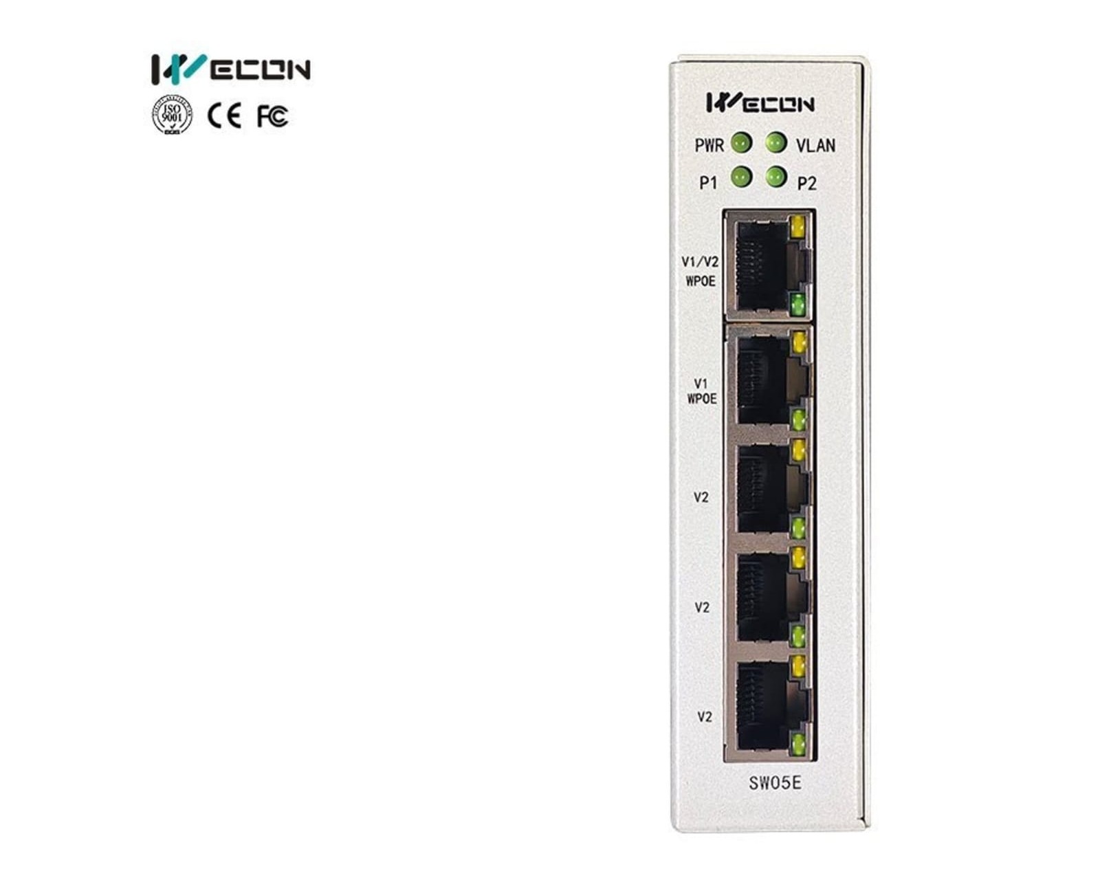 The Wecon SW05E is an industrial Ethernet switch designed for reliable network communication in auto...
