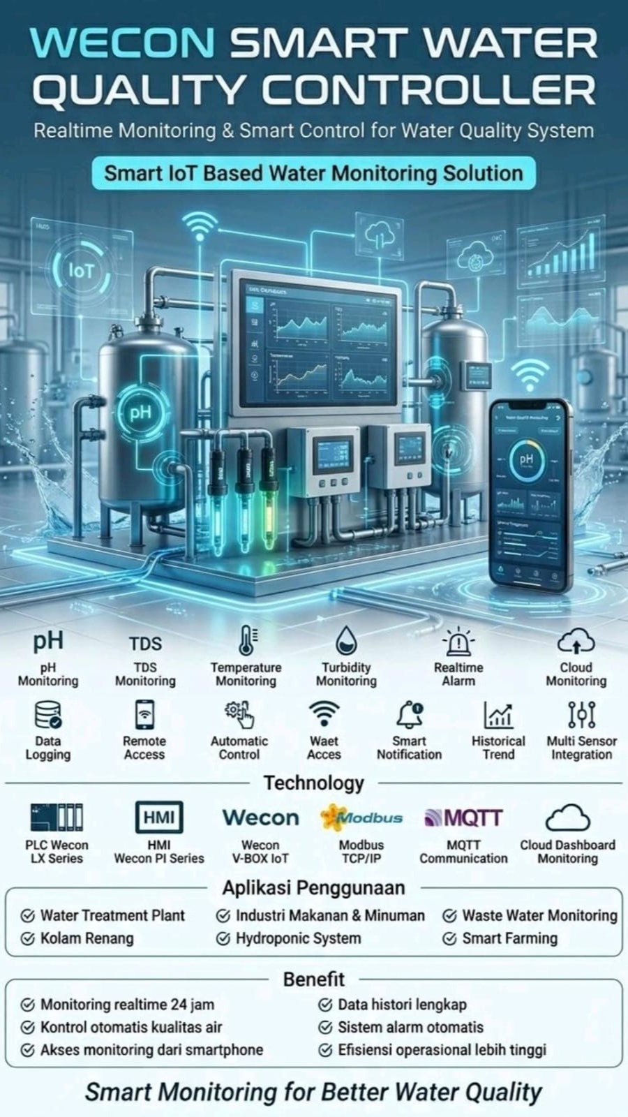 The Wecon Smart Water Quality Controller is an IoT-based solution designed for real-time water quali...