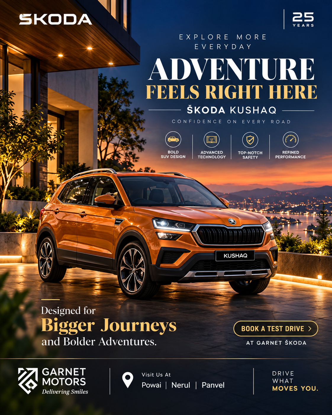 Škoda Kushaq – Adventure Feels Right Here | Garnet Motors Powai, Nerul & Panvel