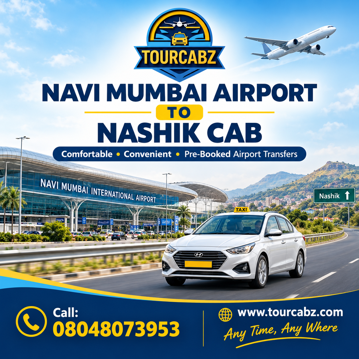 Navi Mumbai Airport to Nashik Cab | TourCabz