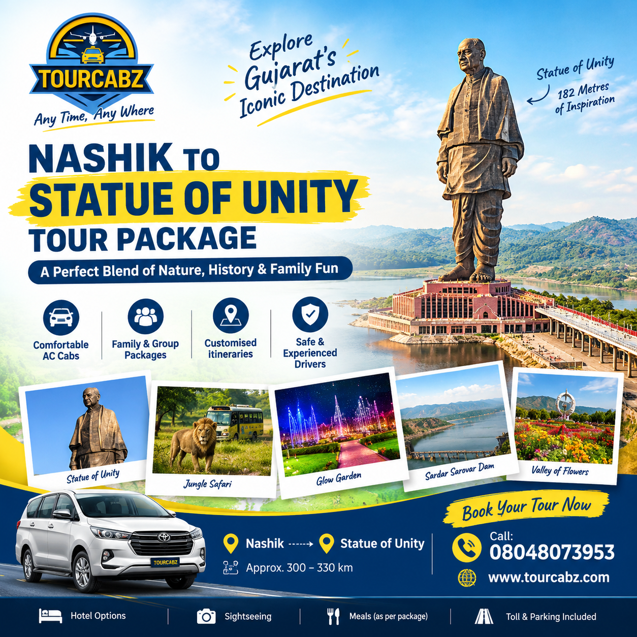 Nashik to Statue of Unity Tour Package by Cab | TourCabz