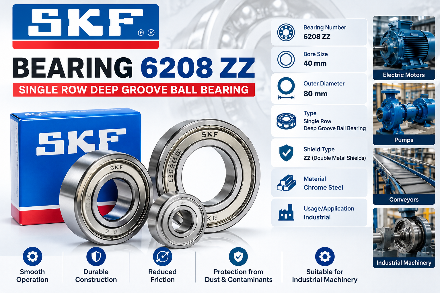 SKF Bearing 6208 ZZ Dealer In Gurugram
