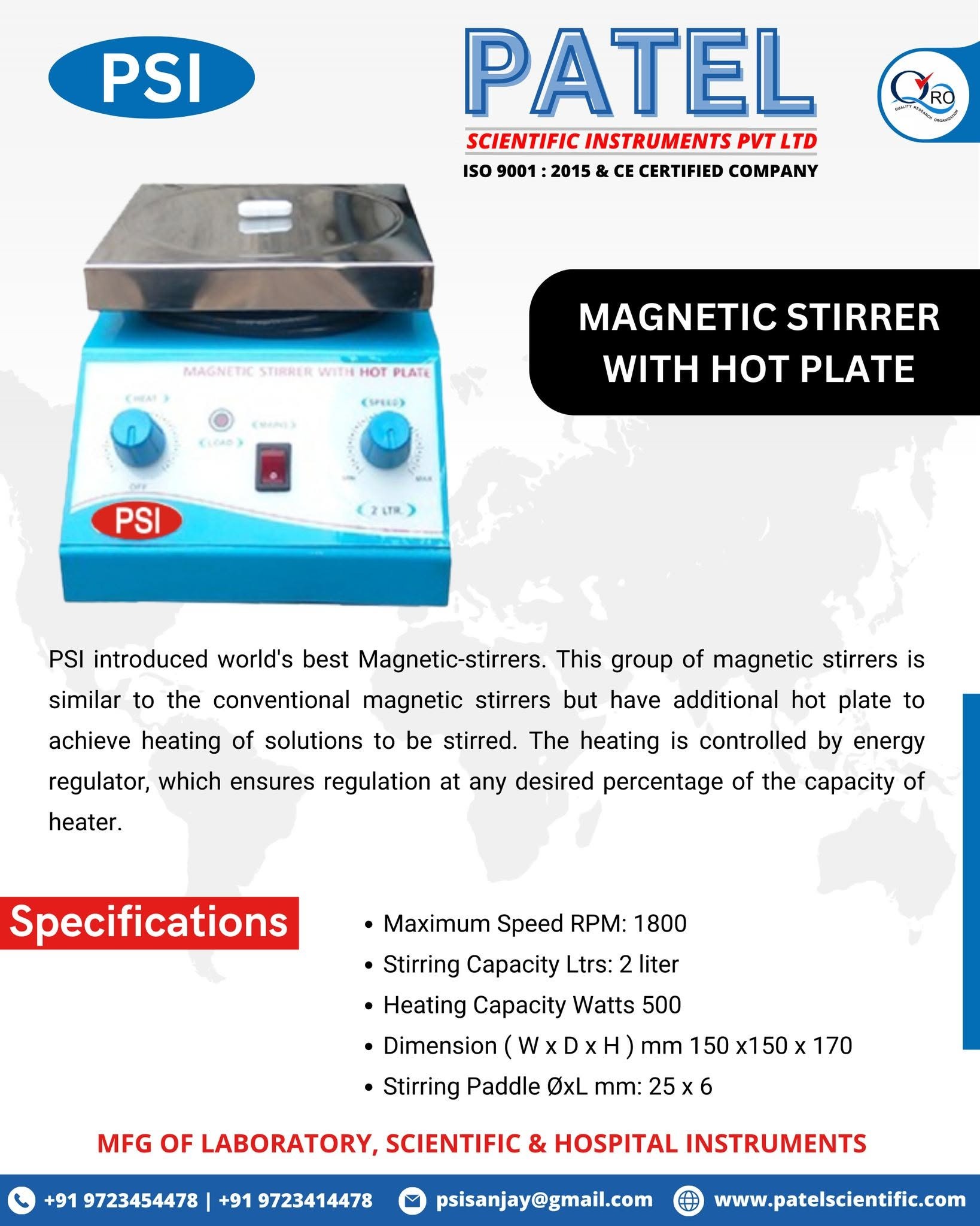 Magnetic Stirrer with Hot Plate Manufacturer in India | Patel Scientific Instruments