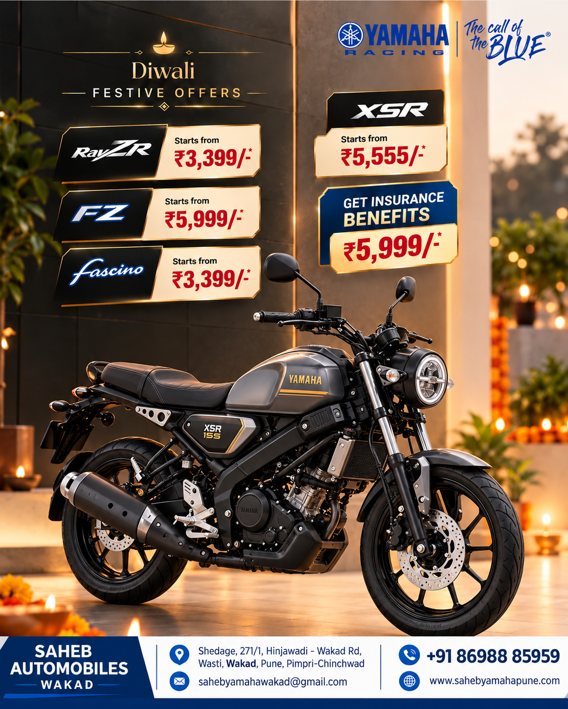 Diwali Dhamaka at Saheb Automobiles Wakad – Ride Home the Yamaha XSR 155 with Exciting Festive Benef