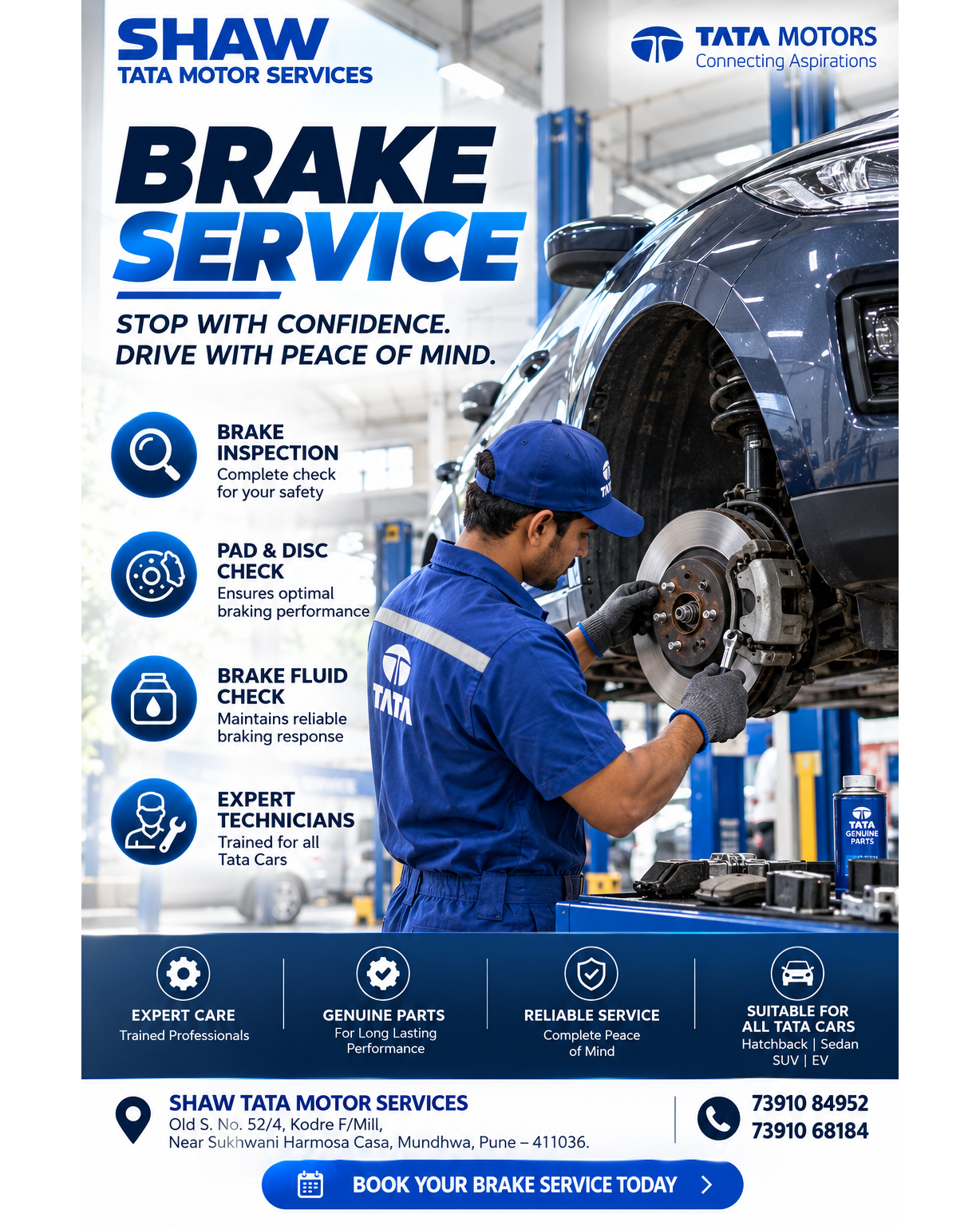 Stop Safely. Drive Confidently. Get Your Tata Car’s Brakes Checked at Shaw Tata Motor Services, Mund