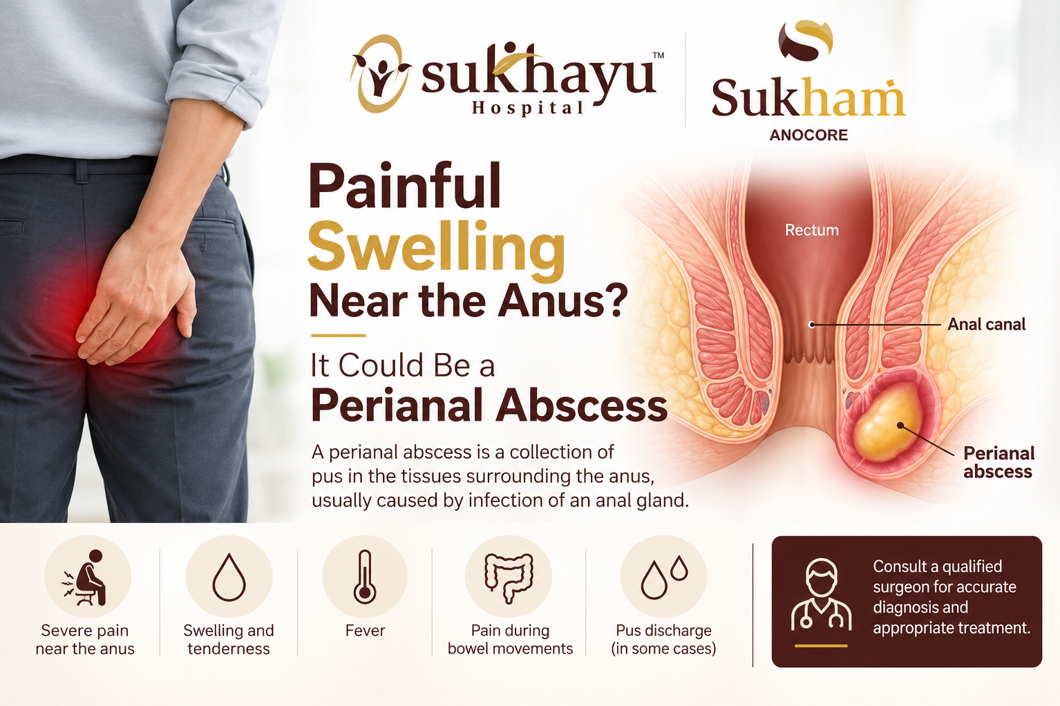 Perianal Abscess Treatment in Nashik: Painful Swelling Near the Anus, Causes, Surgery & Recovery