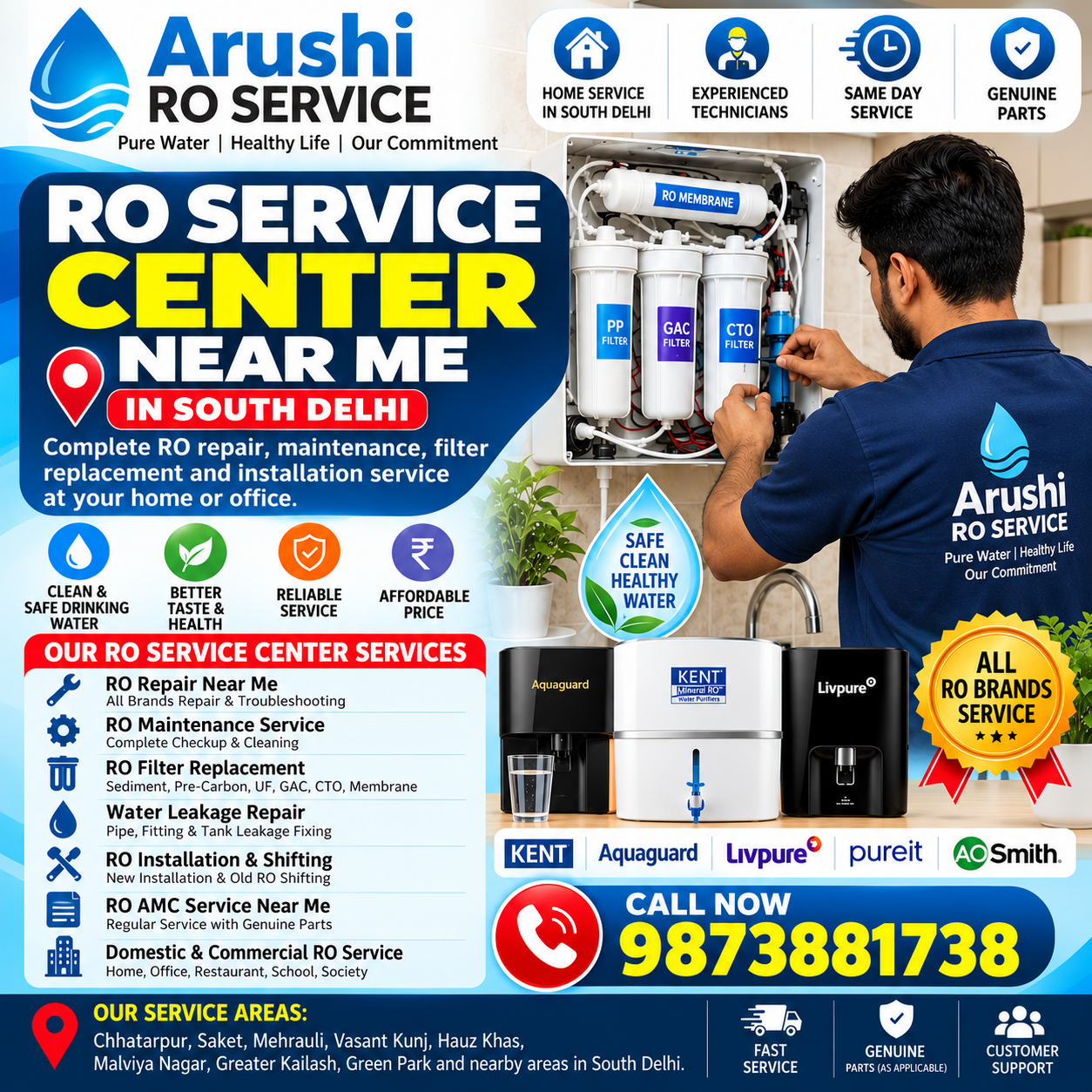 RO Service Center Near Me in South Delhi | Arushi RO Service