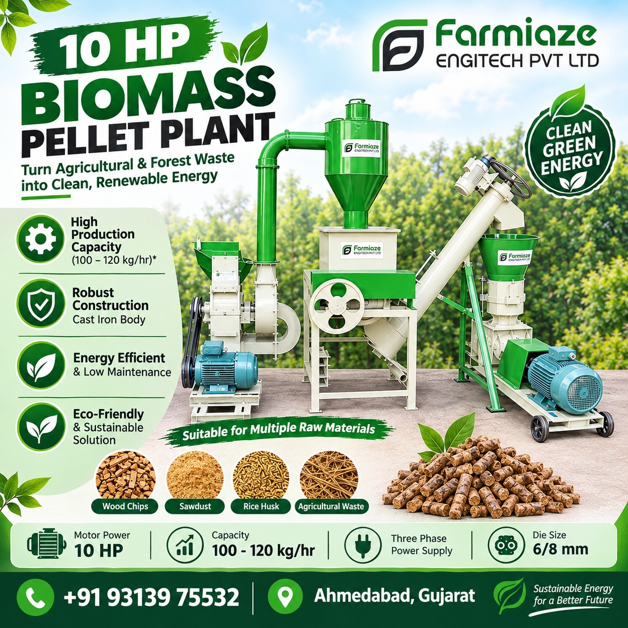 10 HP Biomass Pellet Plant Manufacturer in Goa