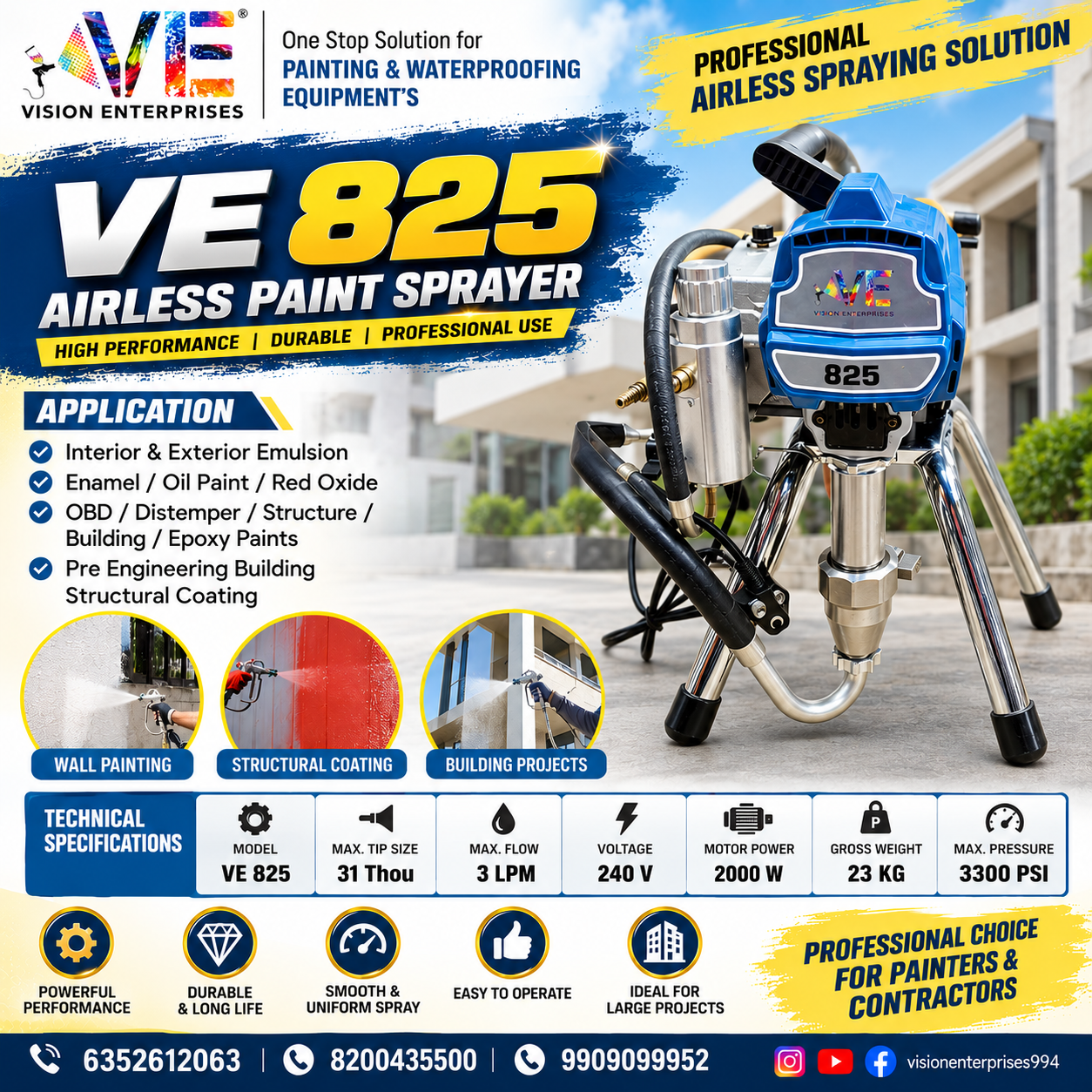 VE 825 Airless Paint Sprayer Machine ā india